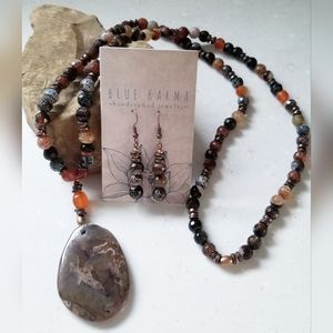 Artisanal Agate Necklace & Earring Set OOAK